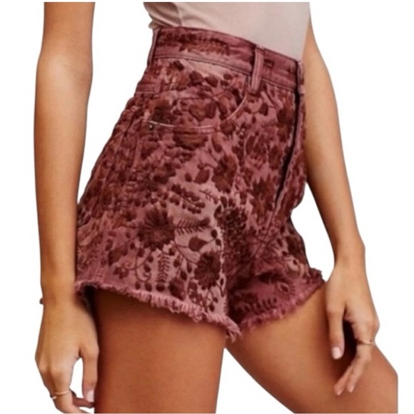 Free People Shorts Womens 25 Etienne Field High Waist Boho Embroidered Festival - Picture 4 of 13
